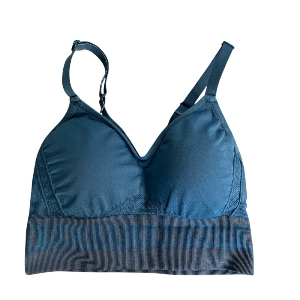 Under Armour Women’s Blue Seamless Compression Sports Bra with Adjustable Straps